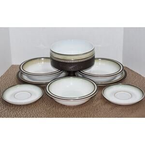 8pc DENBY RONDO Stoneware Studio Pottery Bowls Plates DISCONTINUED Dinnerware